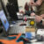 A picture of students working on computer controlled car