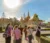 A group of students walks around a foreign country outside