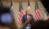 A picture of Donald Trump talking in the BJ Haan
