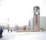 A picture of the clock tower in the snow