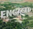 An aerial view of campus with the word "Engaged" on top of it