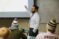 Dr. Cosgrove lectures at the front of class