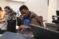 Male student uses M&Ms for an activity in stats class