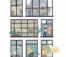 Clip art of many figures in different windows