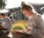 Female student working outside on a drawing