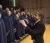 Choir director conducts the choir