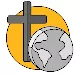 cross and globe icon