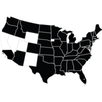 Map highlighting central and northern California, Nevada, Utah, Wyoming, New Mexico, and northwest Iowa