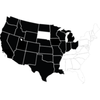 Map of U.S. highlighting South Dakota and eastern and south eastern states