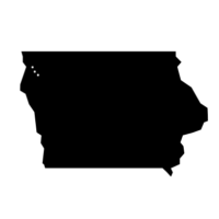Map of Iowa with three highlighted dots in the northwest corner