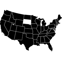 A map of the United States with South Dakota highlighted
