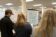 Three students play a giant word game of Boggle