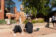 Students draw while sitting in front of "The Gift" statue